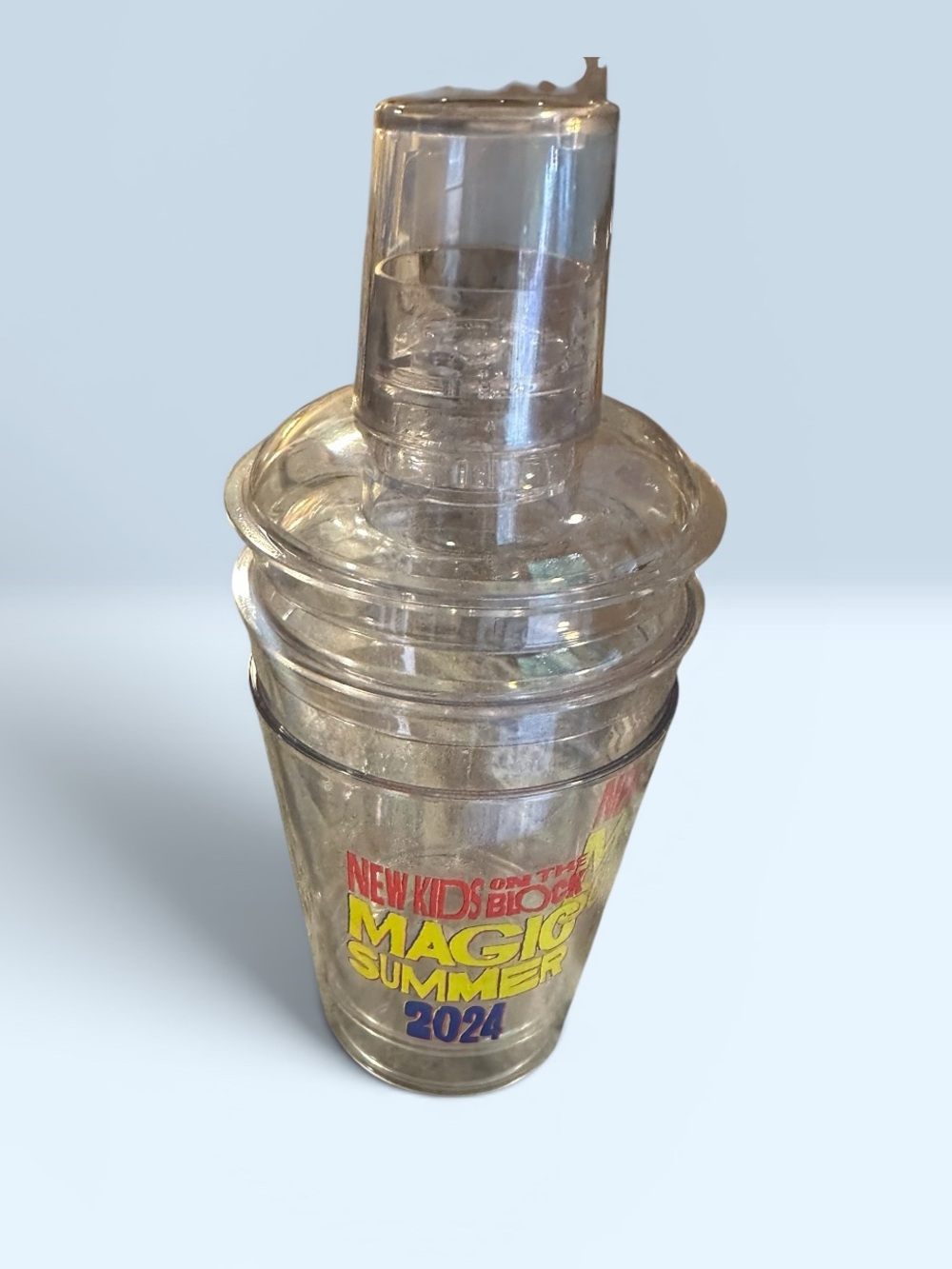 New kids on the block Magic Summer 2024 Clear Plastic shaker with shot glass